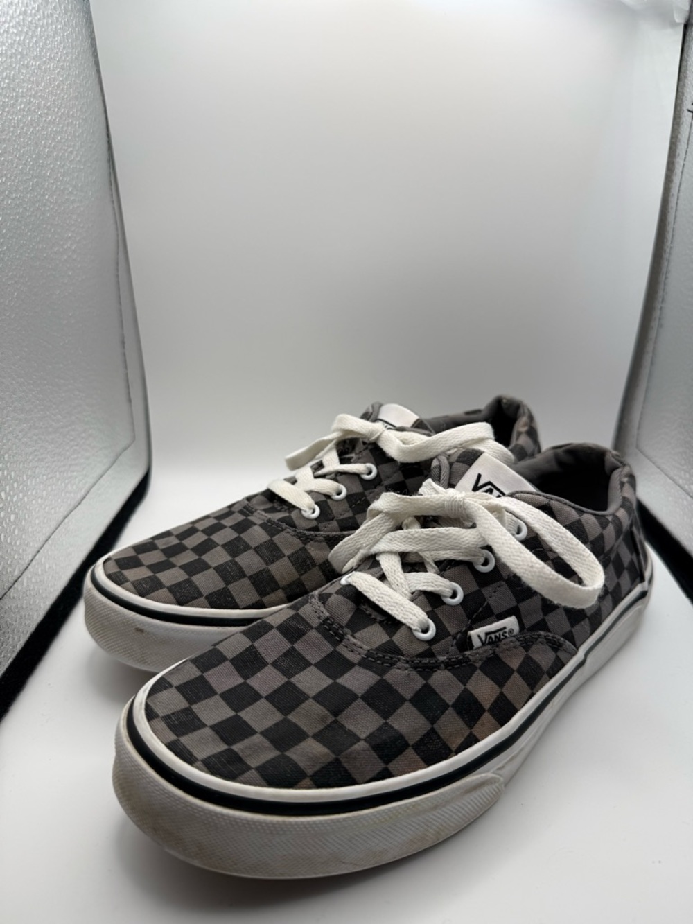 Vans Authentic Low Top Lace Ip Canvas Sneaker Checkerboard Black Grey Monochrome